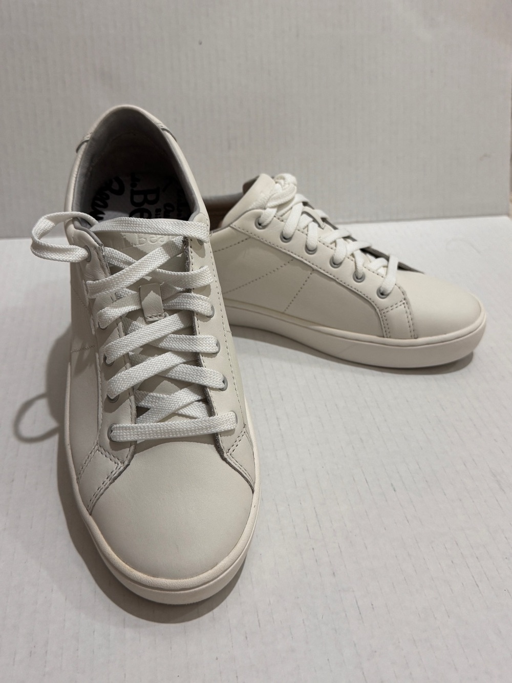 L.L. Bean Eco Bay Full Grain Leather Oxford Sneakers White 8.5